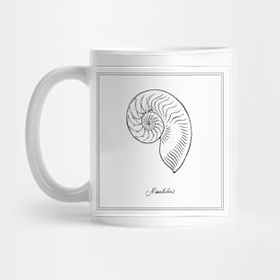 Nautilus Tiger Shell. Black and white illustration. Mug